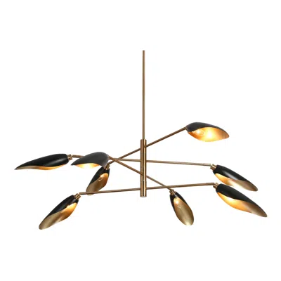 L.n.c. Toltehcwe 48"w Black And Gold 8-light Tiered Chandelier