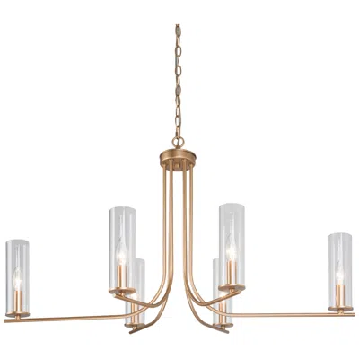 L.n.c. Uolin 6-light Gold 35.8" Wide Chandelier With Glass Shade