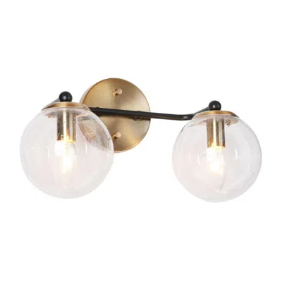 L.n.c. Lnc Vellichor 14 1/2" Wide 2-light Brass And Globe Glass Bath Light