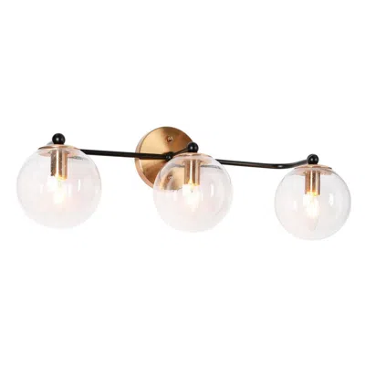 L.n.c. Lnc Vellichor 24 1/2" Wide 3-light Brass And Globe Glass Bath Light