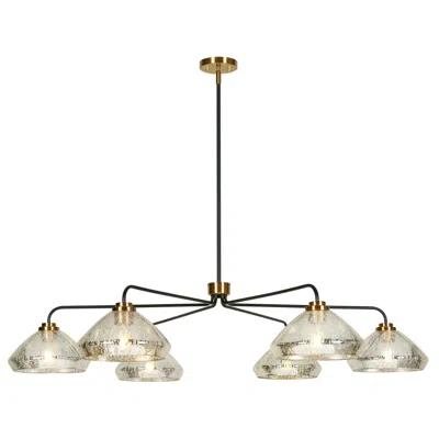 L.n.c. Vera 54 1/4" Wide Black And Brass 6-light Chandelier