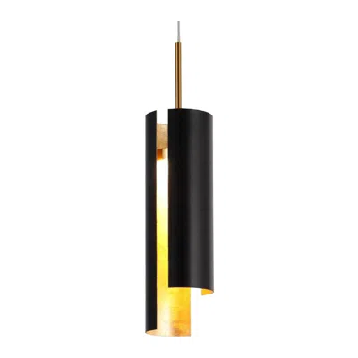L.n.c. Welntscpia 5" Wide Matte Black And Brass Led Mini Pendant