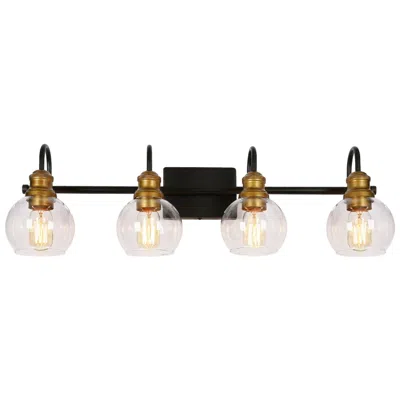 L.n.c. Whiting 29 1/2" Wide Black And Gold 4-light Bath Light