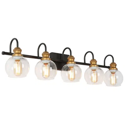 L.n.c. Whiting 35 1/2" Wide Black And Gold 5-light Bath Light