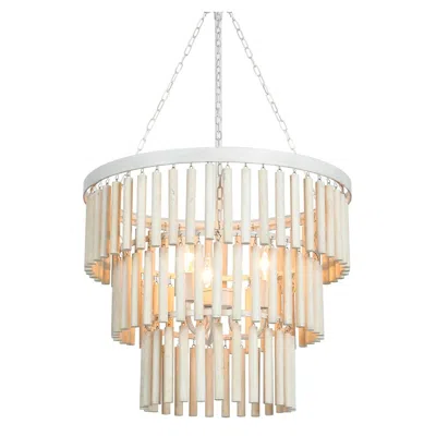 L.n.c. Xystus 18 1/2" Wide Brushed White 3-light 3-tier Chandelier
