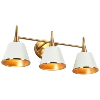 L.n.c. Zavo 3-light 22.4" Wide White And Gold Bath Light