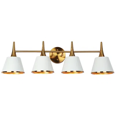 L.n.c. Zavo 4-light 29.1" Wide White And Gold Bath Light