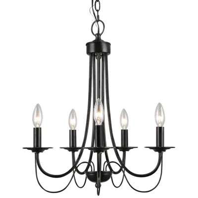 L.n.c. Zico 18 1/2" Wide Black 5-light Candle Chandelier