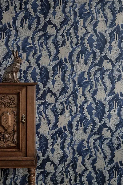 Långelid Von Brömssen Langelid Von Bromssen Hares In Hiding Wallpaper In Blue