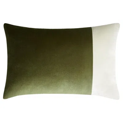 Pre-owned Lo Decor Double Rectangle Green Velvet Green And White