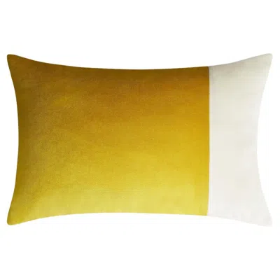 Pre-owned Lo Decor Double Rectangle Mustard Velvet Mustard And White In Yellow