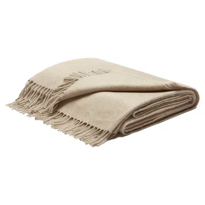Pre-owned Lo Decor Fringe Cashmere And Silk Throw Beige In Brown