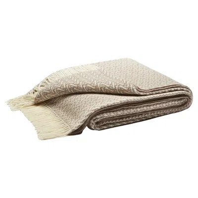 Pre-owned Lo Decor Fringe Indianina 100% Cashmere Throw Beige In Brown