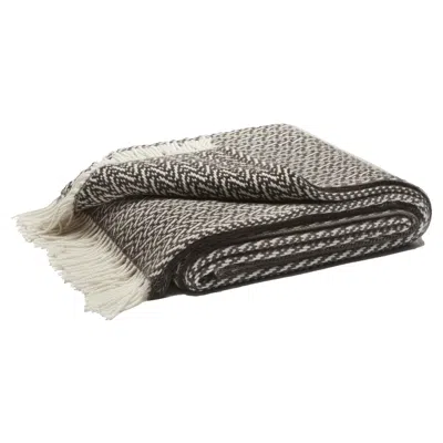 Pre-owned Lo Decor Fringe Indianina 100% Cashmere Throw Carbon In Gray