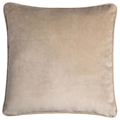 Pre-owned Lo Decor Happy Frame Beige Velvet Square Cushion In Brown