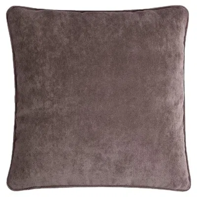 Pre-owned Lo Decor Happy Frame Brown Velvet Cushion With Brown Piping