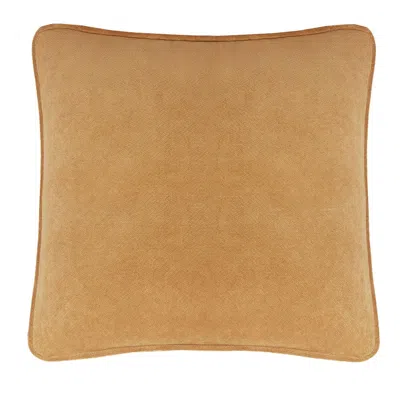 Pre-owned Lo Decor Happy Frame Camel Velvet Square Cushion In Brown