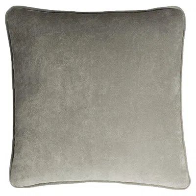 Pre-owned Lo Decor Happy Frame Light Grey Velvet Cushion With Light Grey Piping In Gray