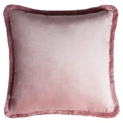 Pre-owned Lo Decor Major Collection Cushion Velvet With Fringes Pink