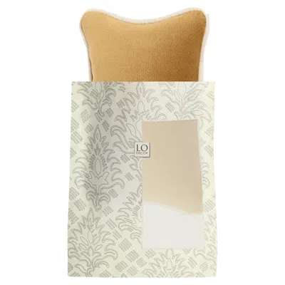 Pre-owned Lo Decor The Gift Micro Pillow Gold Velvet White Piping