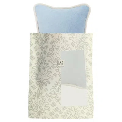 Pre-owned Lo Decor The Gift Micro Pillow Light Blue Velvet White Piping