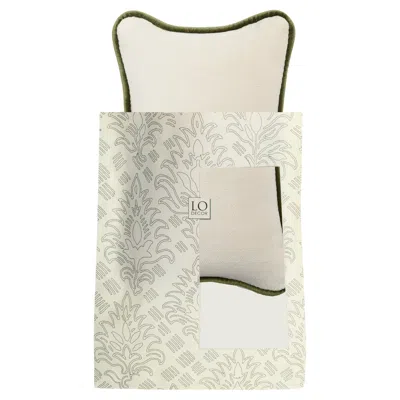 Pre-owned Lo Decor The Gift Micro Pillow White Velvet Green Piping