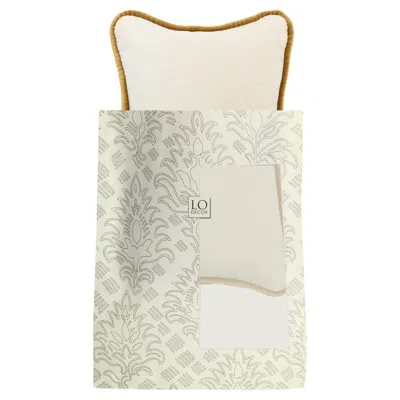 Pre-owned Lo Decor The Gift Micro Pillow White Velvet Mustard Piping In Yellow