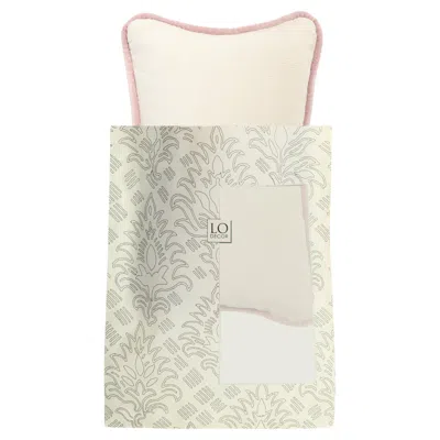 Pre-owned Lo Decor The Gift Micro Pillow White Velvet Pink Piping