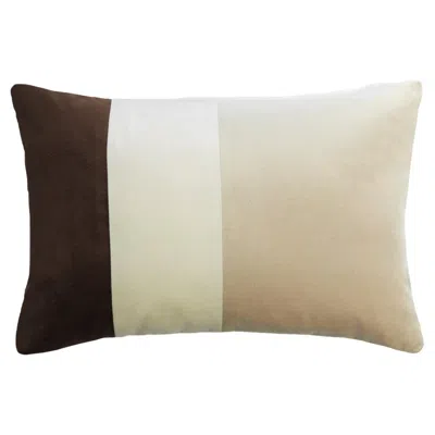 Pre-owned Lo Decor Triple Cushion Velvet Brown Beige