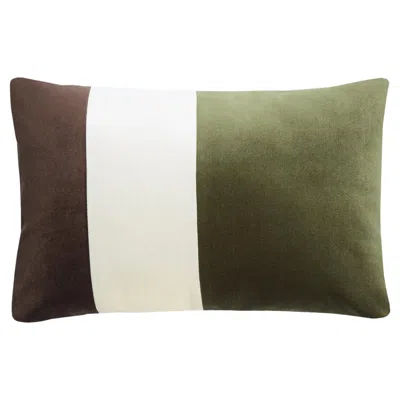 Pre-owned Lo Decor Triple Cushion Velvet Brown Green