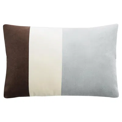 Pre-owned Lo Decor Triple Cushion Velvet Brown Light Blue