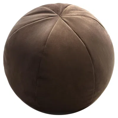 Pre-owned Lo Decor Velvet Ball Cushion Brown