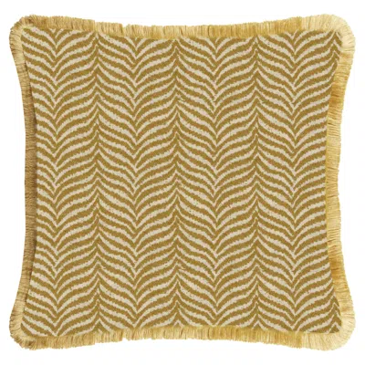 Pre-owned Lo Decor Zebra Yellow Fringed Cushion