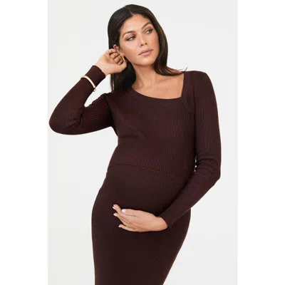 Lo+jayne The Cut Out Luxe Knit Top In Brown