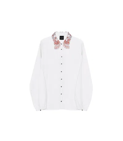 Lo Neel Women's White Ami Embroidered Shirt