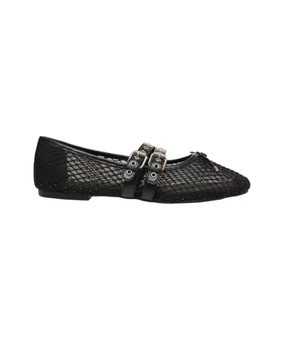 Loafer Ballerine Mesh Ballerinas With Rhinestones In Black