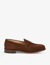 Loake Imperial Strap Suede-texture Leather Loafers In Brown