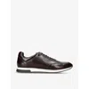 LOAKE LOAKE MEN'S DARK BROWN BANNISTER TONAL-STITCHING LEATHER LOW-TOP TRAINERS