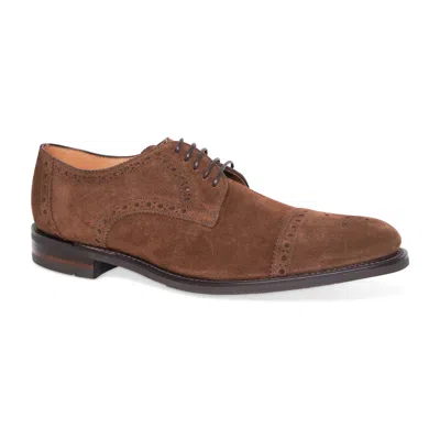 Pre-owned Loake Mens Eldon Suede Derby Semi-brogue Shoes (brown)