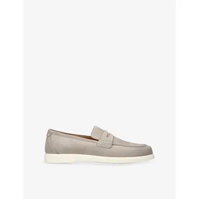 Loake Mens Grey Como Suede Penny Loafers Eur 45 / 11 Uk In Gray