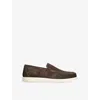 Loake Mens Grey/dark Tuscany Slip-on Suede Loafers Eur 44 / 10 Uk In Brown