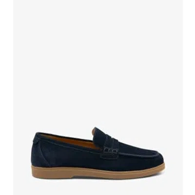 Loake Navy Lucca Suede Loafers In Blue