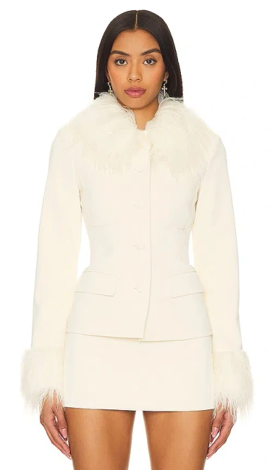 Loba Anabella Faux Leather Jacket In 米白