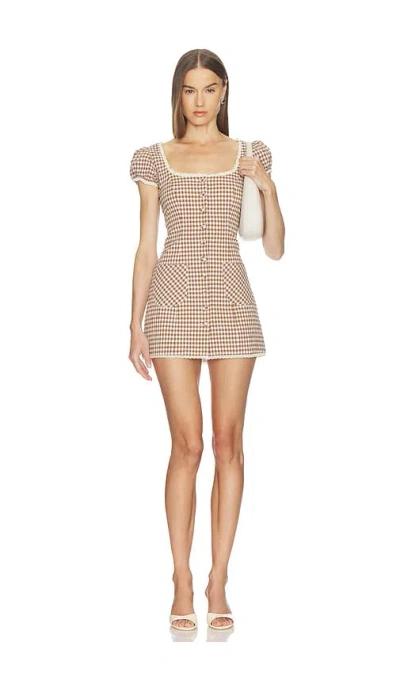 Loba Annie Gingham Mini Dress In Neutral