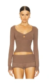 Loba Dolores Long Sleeve Sweater In Taupe