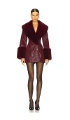 Loba Julieta Faux Leather Coat In Burgundy