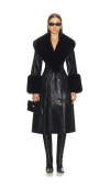 Loba Juliette Faux Leather Coat In Black