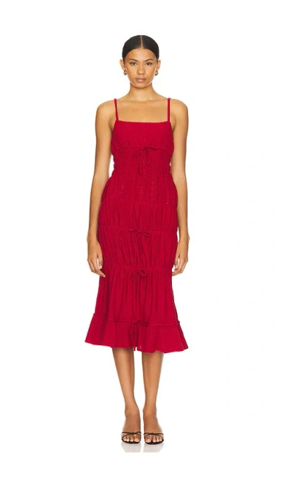 Loba Manresa Midi Dress In Red