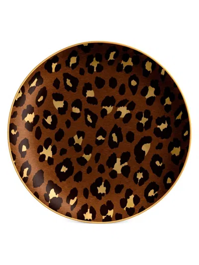 L'objet 4-piece 24k Gold Painted Leopard Print Dessert Plate Set