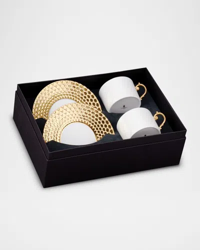 L'objet Aegean 24k Gold Tea Cups & Saucers, Set Of 2